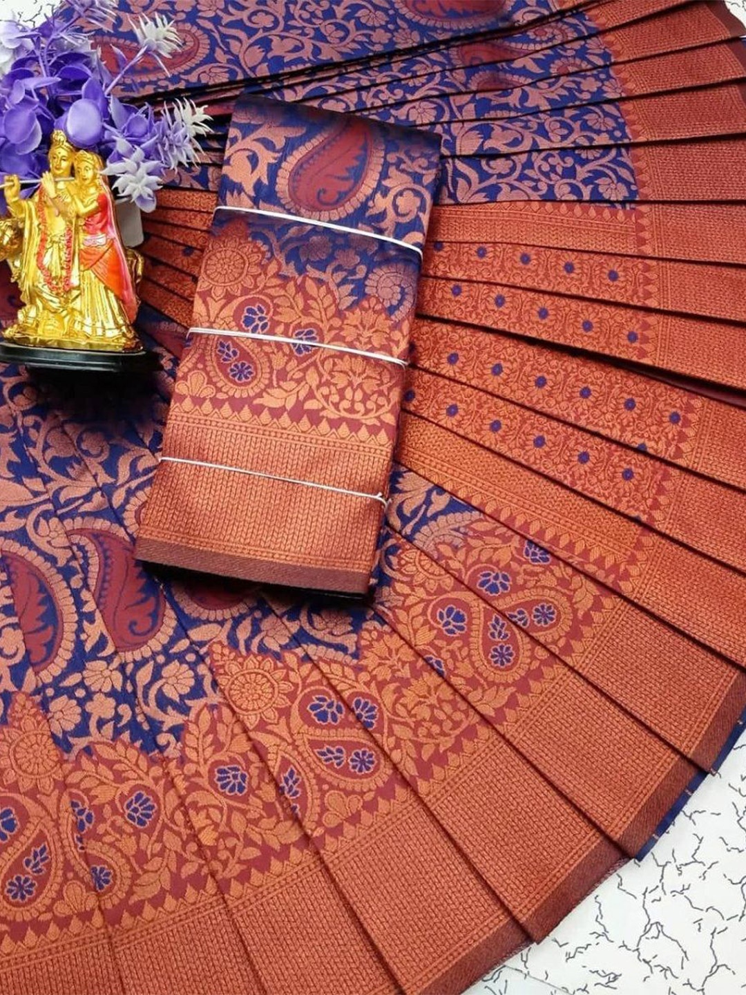 

Aika Woven Design Pure Silk Banarasi Saree, Blue