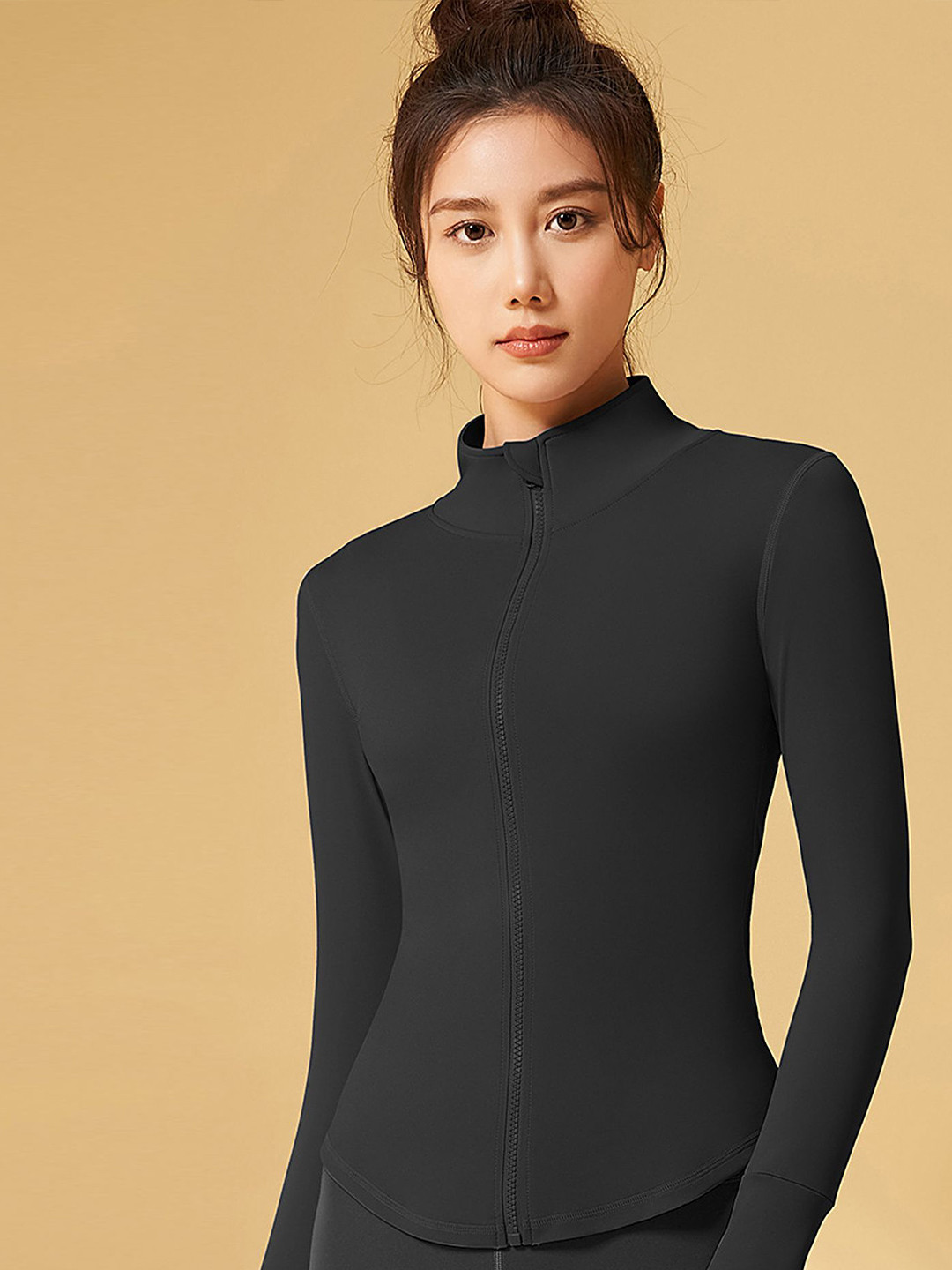 

LULU & SKY Women High Neck Extended Sleeves Top, Black