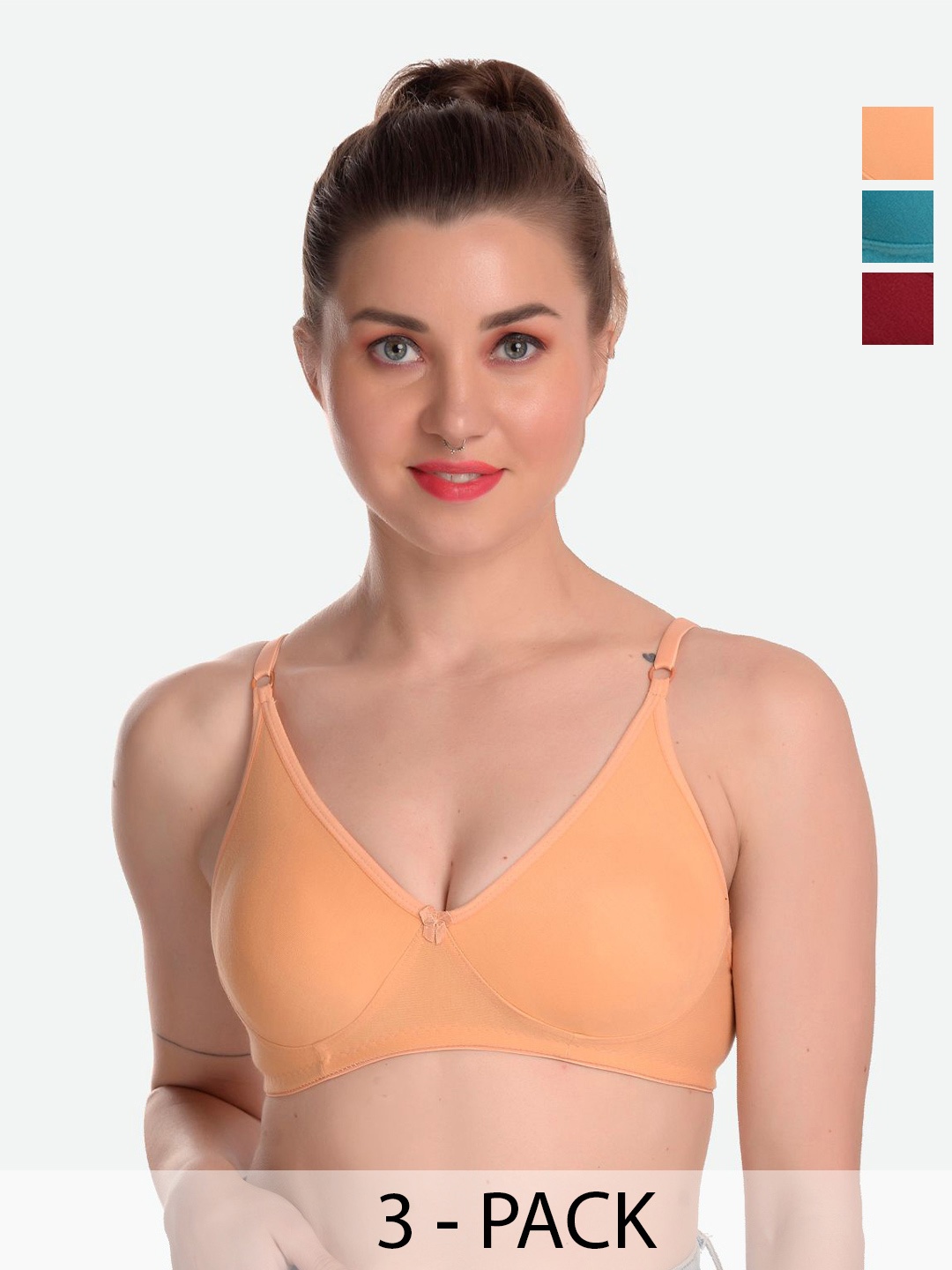 

MiEstilo Full Coverage T-shirt Cut and Sew Cotton Bra, Green