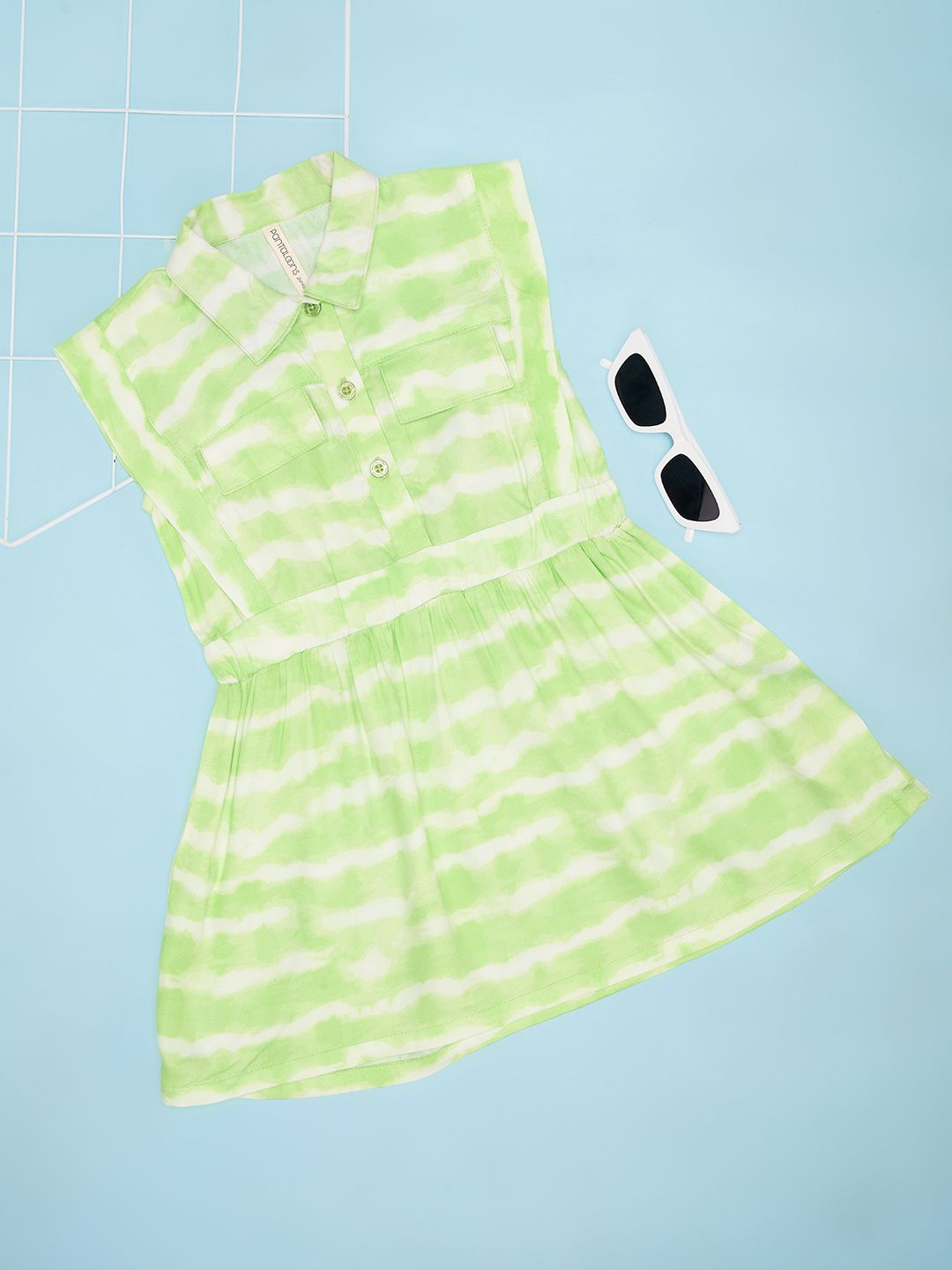 

Pantaloons Junior Girls Tie and Dye Printed A-Line Dress, Green