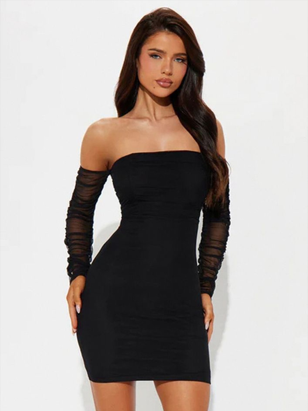 

LULU & SKY Off-Shoulder Bodycon Mini Dress, Black