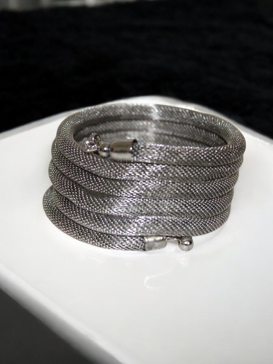 

Jolly Faces Spiral Multistrand Bracelet, Silver