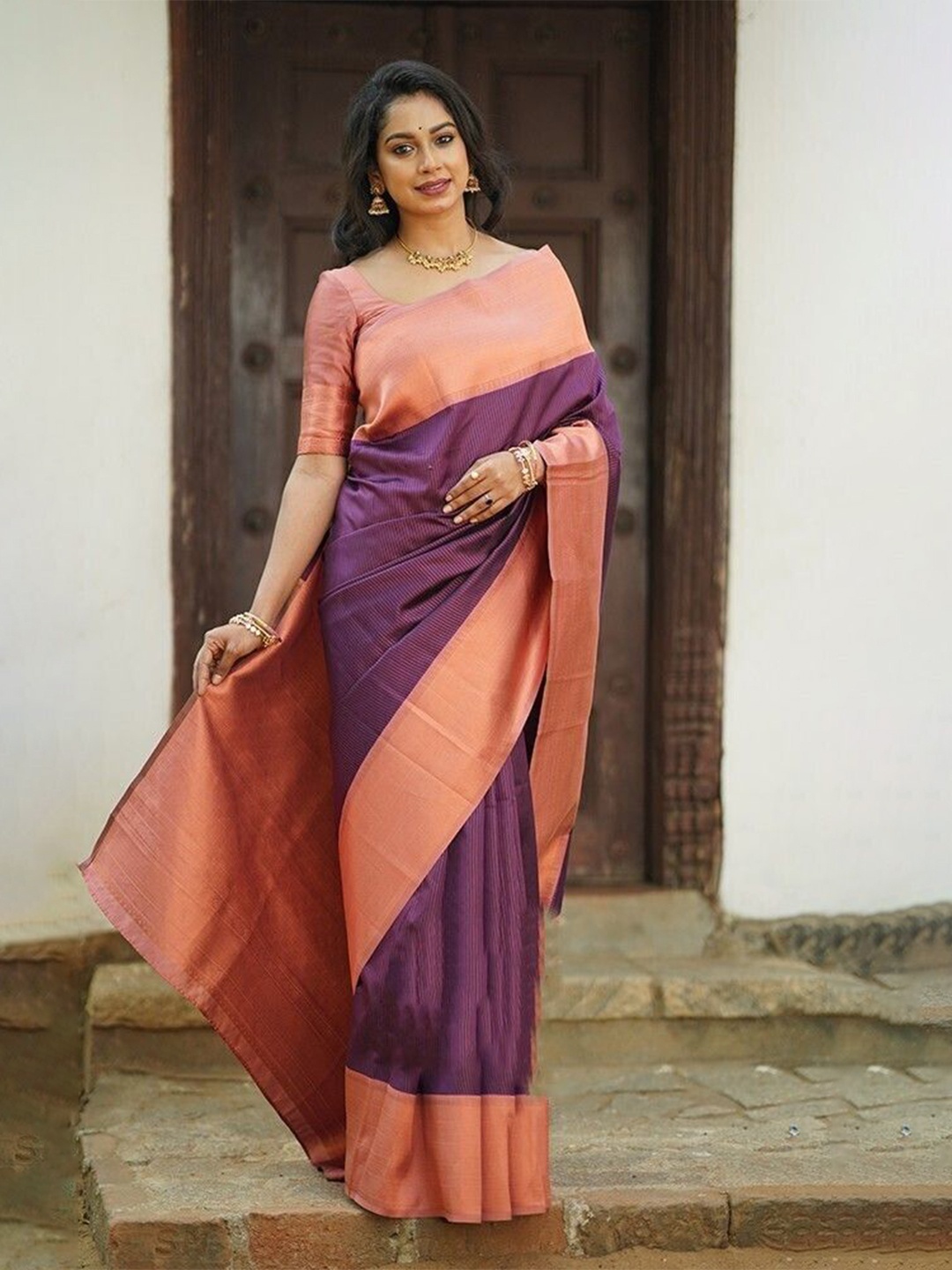 

Upalksh Woven Design Zari Kota Saree, Purple