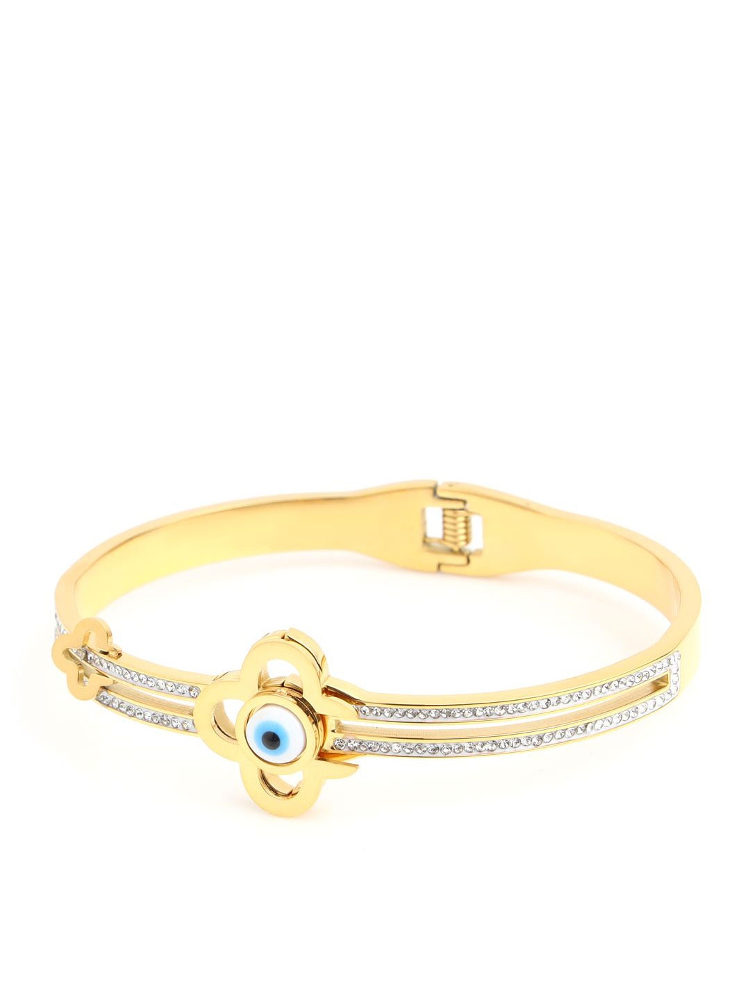 

Priyaasi Women Brass Gold-Plated Evil Eye Cuff Bracelet