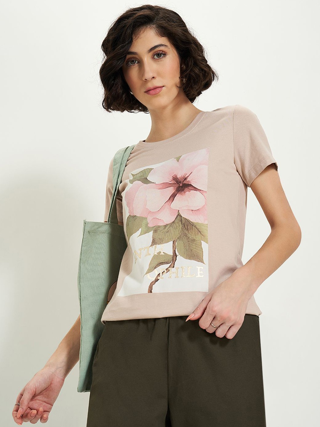 

Honey by Pantaloons Women Printed T-shirt, Brown