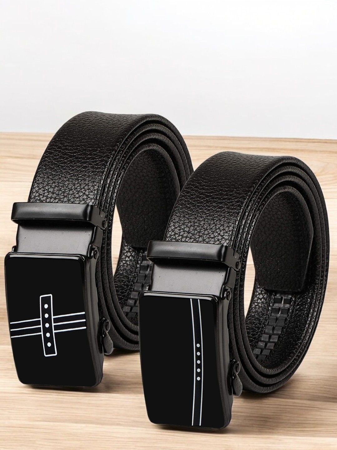 

Metronaut Men Textured 2 PU Belt, Black