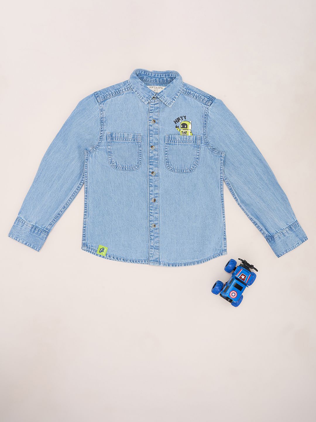 

Pantaloons Junior Boys Spread Collar Solid Cotton Casual Shirt, Blue