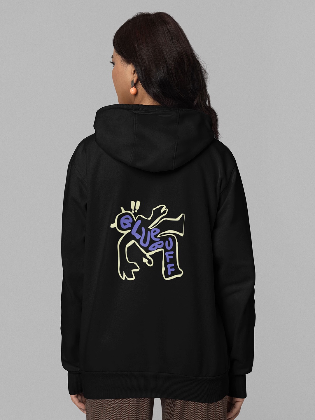 

TheBTclub Women Printed Hooded Pullover Sweatshirt, Black