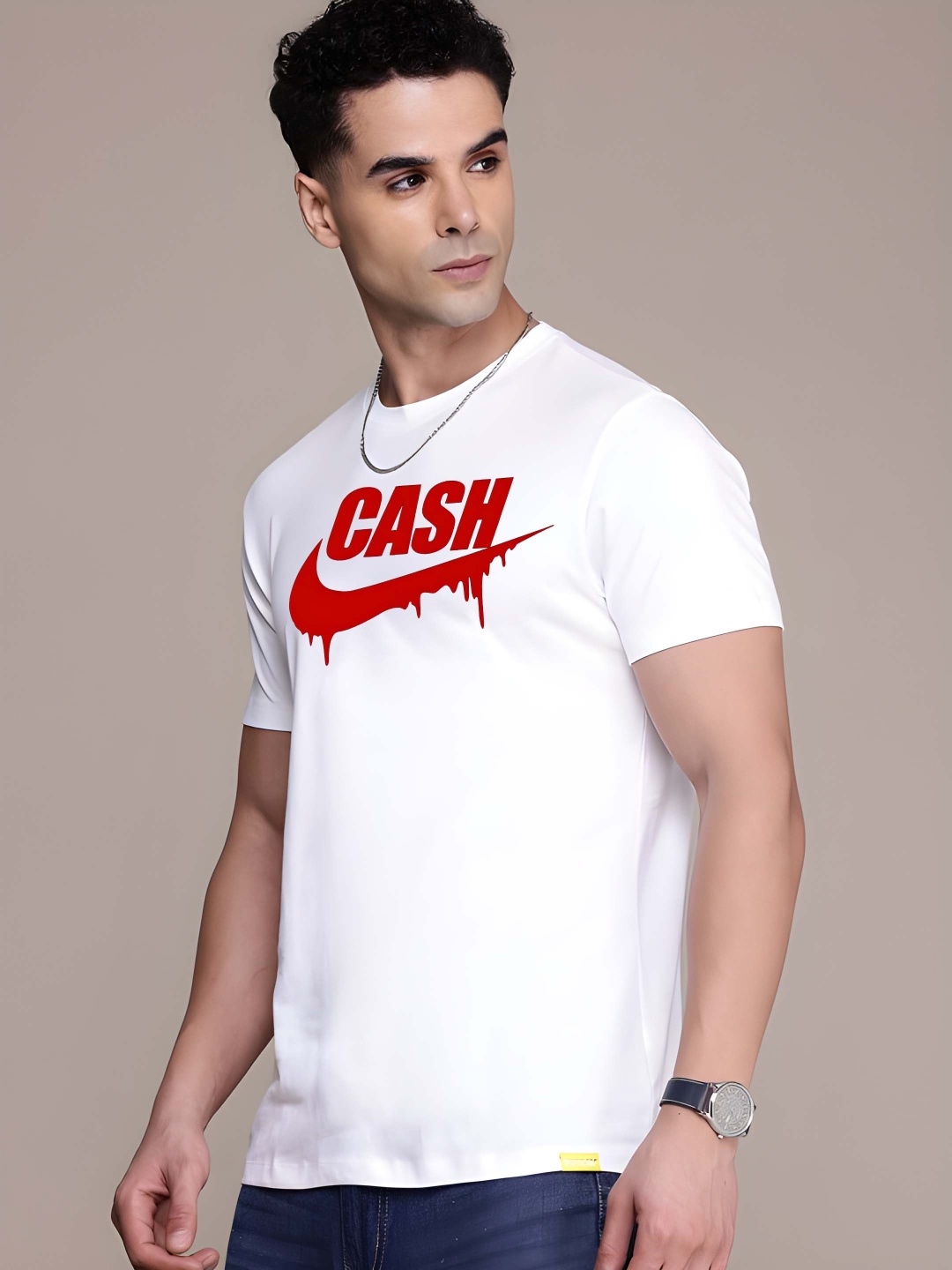 

KAIDO Men Typography Printed Pure Cotton T-shirt, White