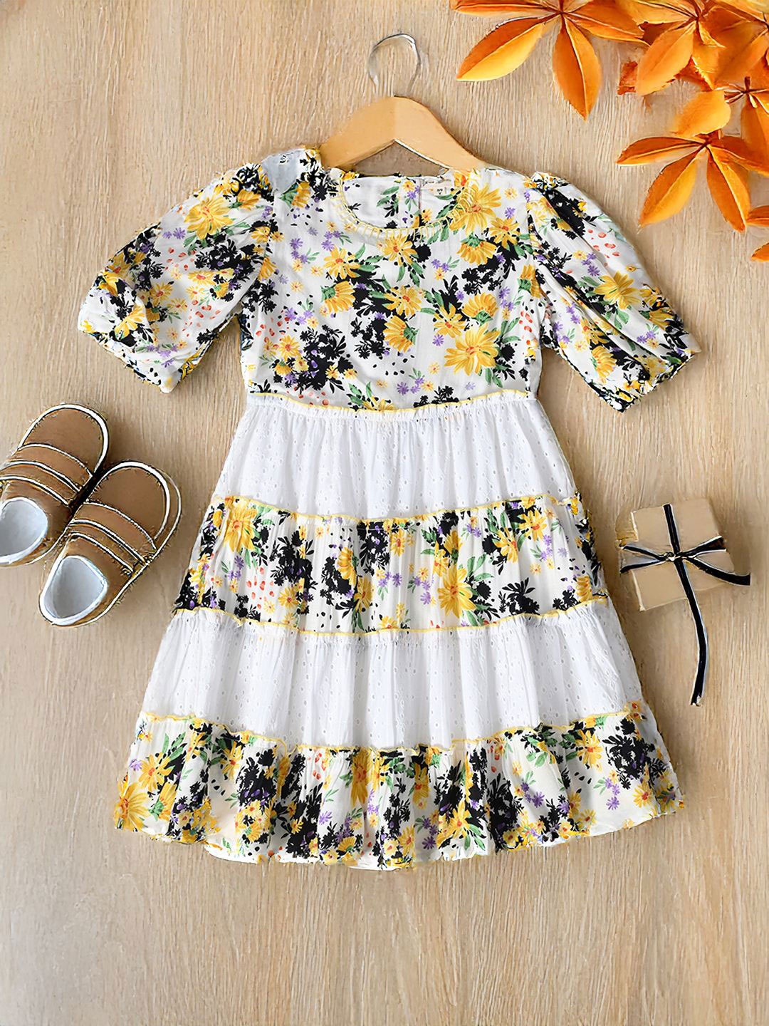 

Bella Moda Floral Print Fit & Flare Dress, Black