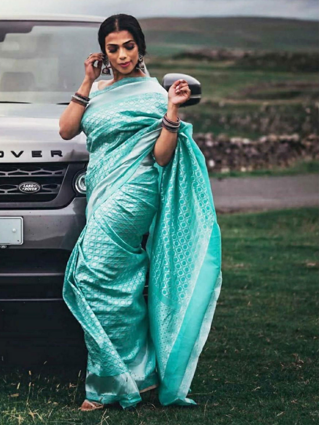 

Upalksh Woven Design Pure Cotton Kanjeevaram Saree, Blue