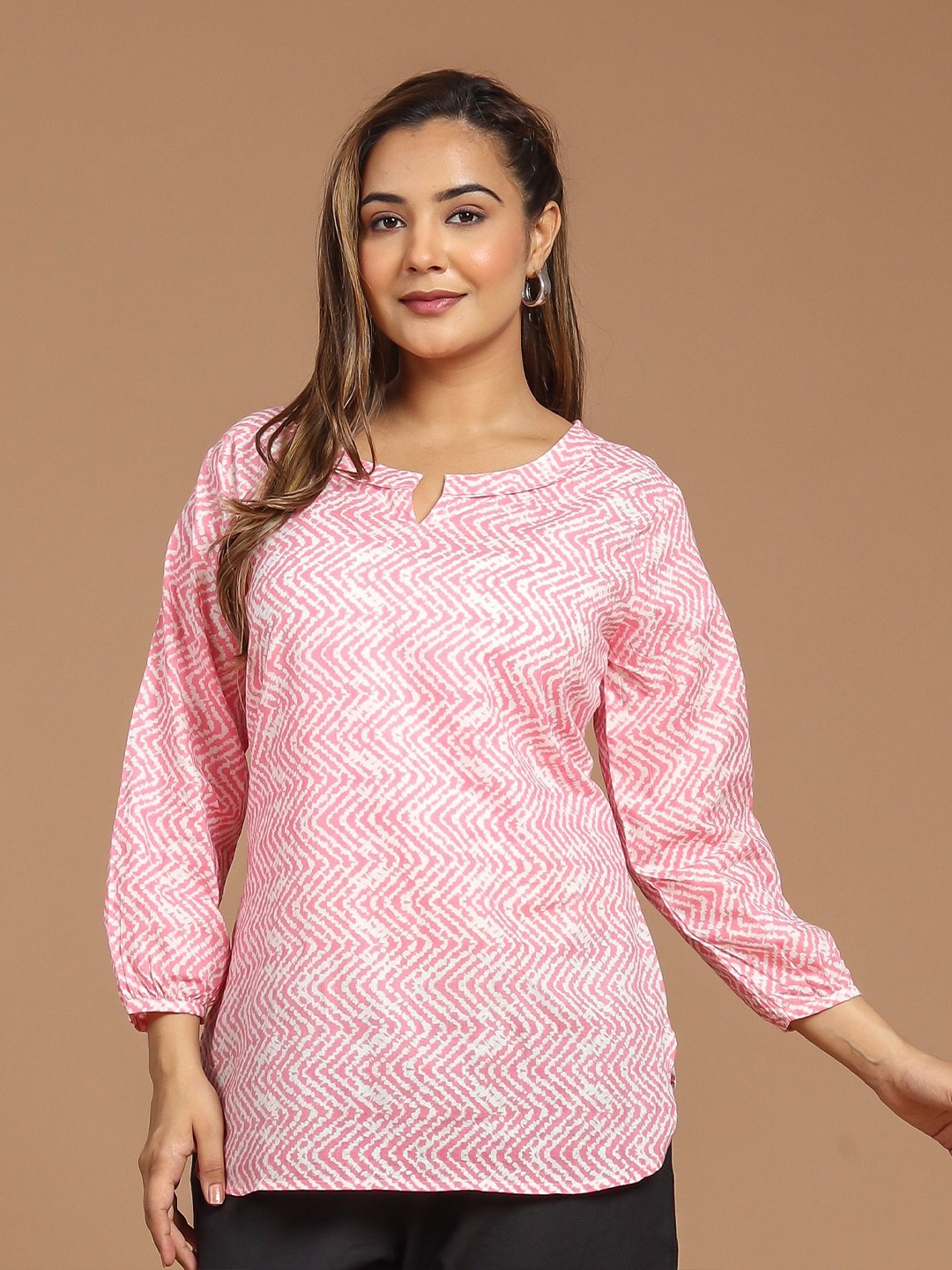 

Cotton Curio Geometric Printed Pure Cotton Kurti, Pink