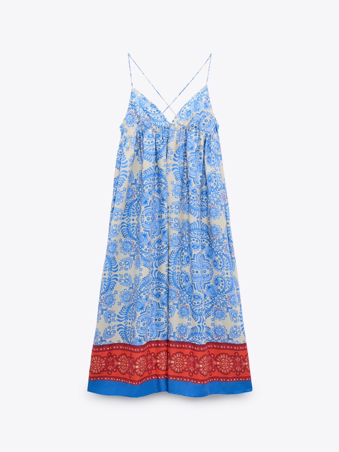 

ZARA Ethnic Motifs Print A-Line Dress, Na