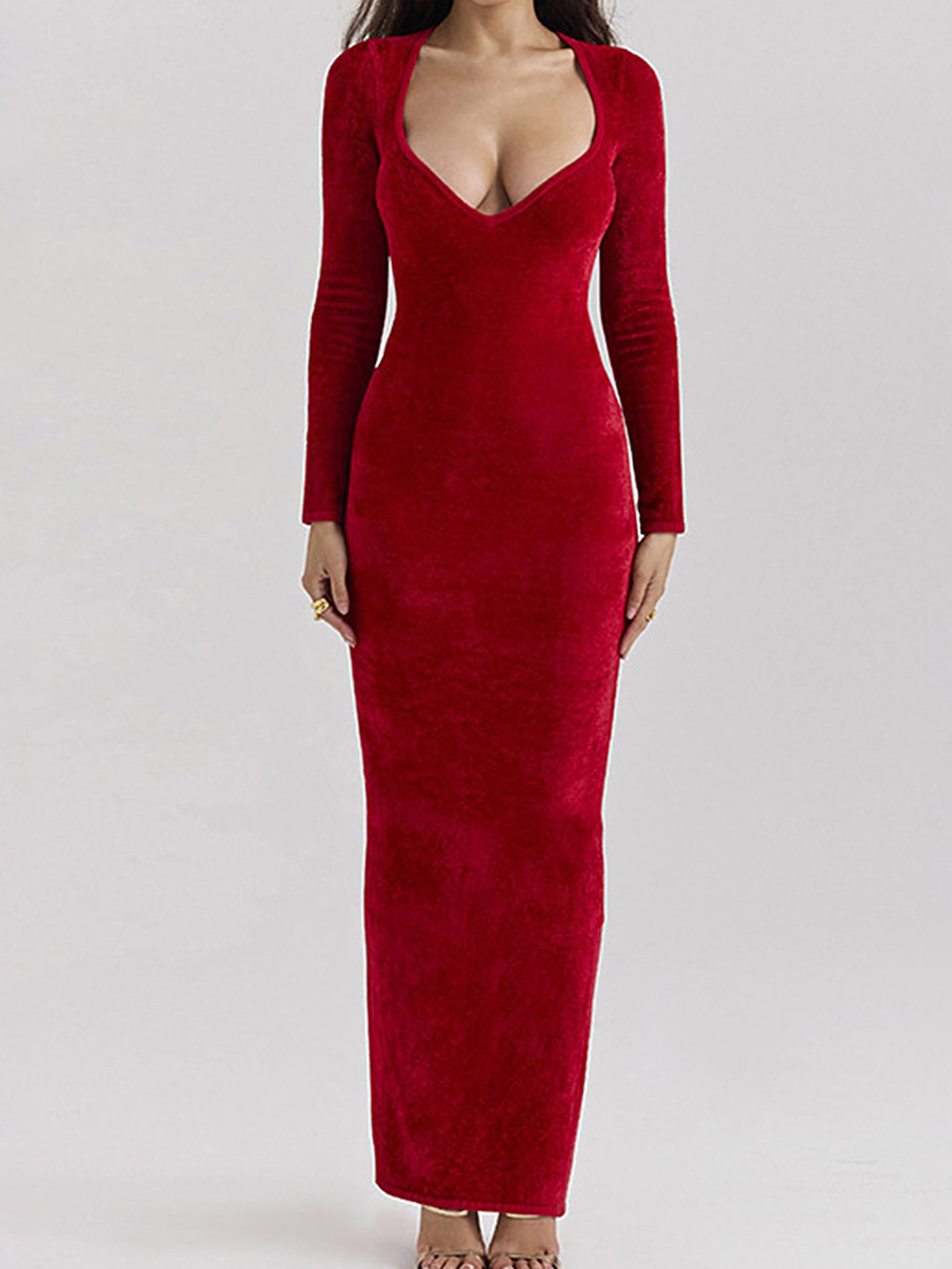 

LULU & SKY Women Bodycon Maxi Dress, Red