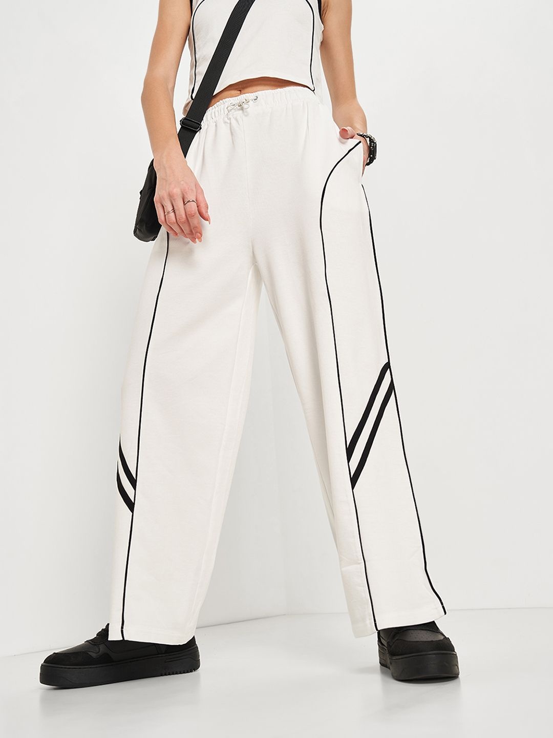 

Ajile by Pantaloons Women Relaxed Fit Cotton Track Pants, White