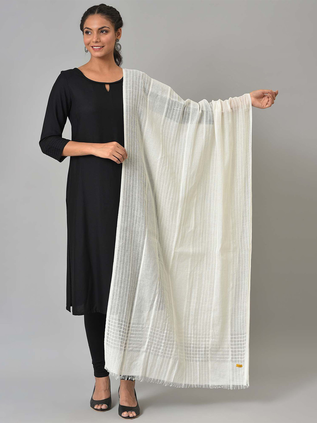 

AURELIA Pure Cotton Dupatta, White