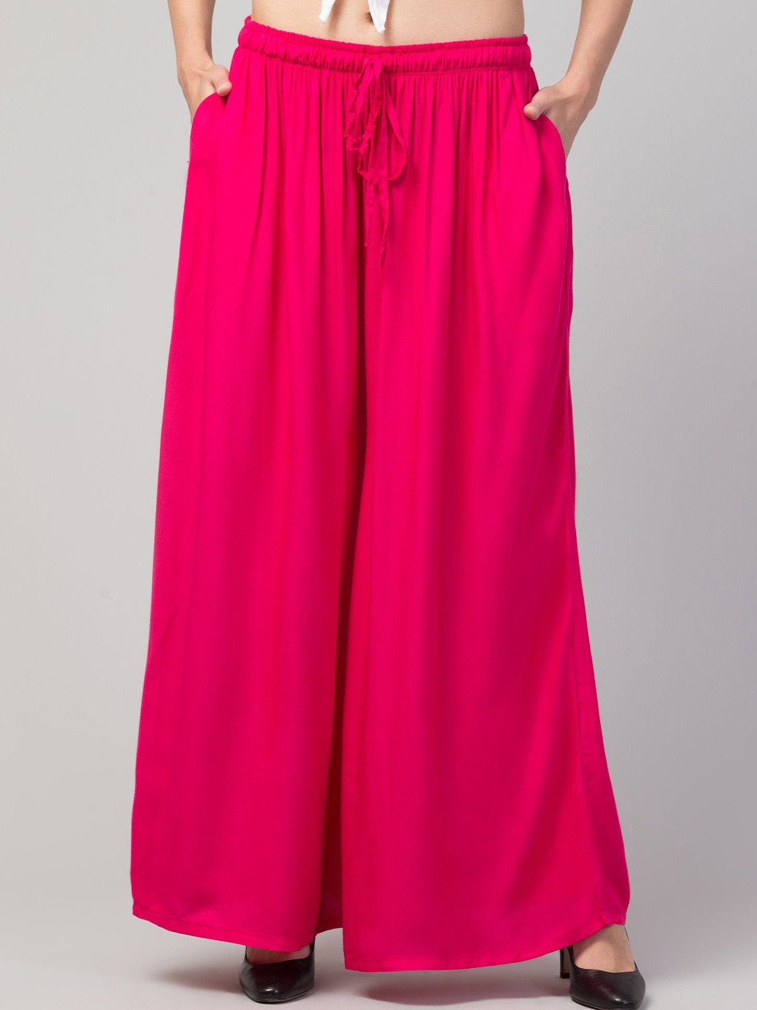 

STYLE PREZONE Women Wide Leg Ethnic Palazzos, Magenta