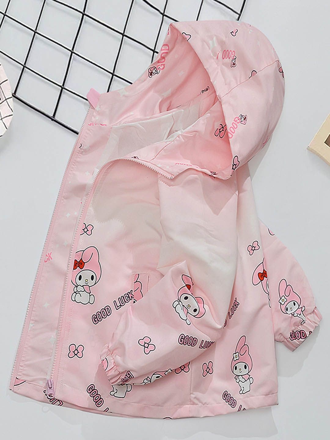 

Xsole Kids Graphic Printed Hooded Long Sleeves Bomber Jacket, Pink