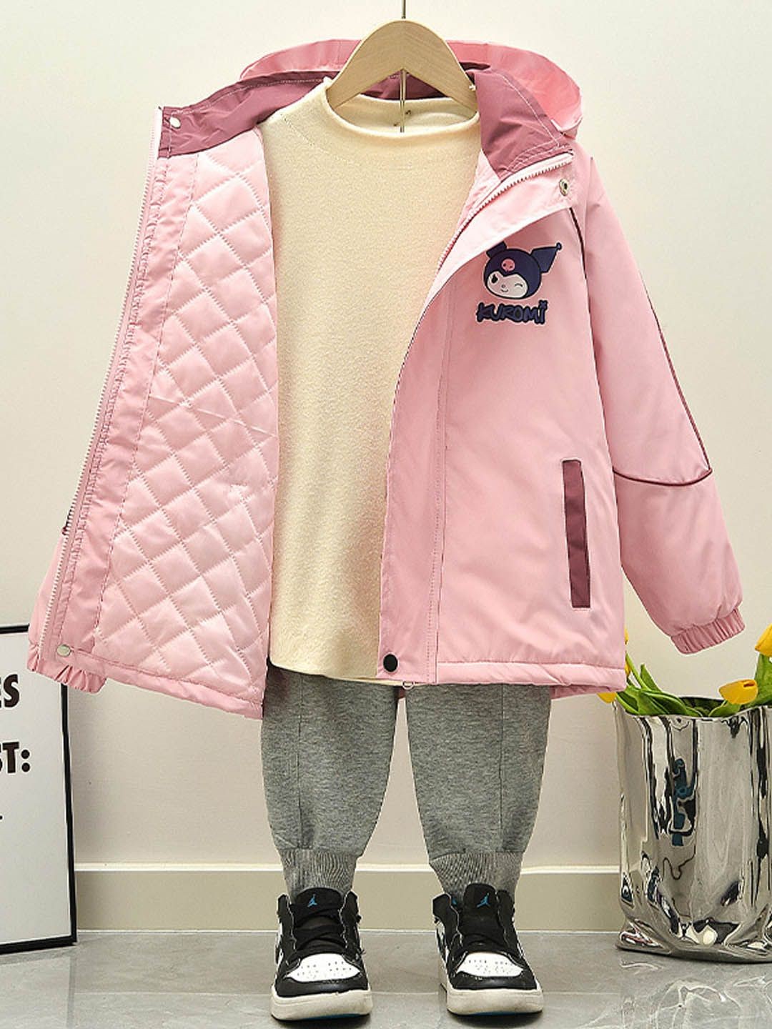 

Xsole Unisex Kids Graphic Printed Bomber Jacket, Pink