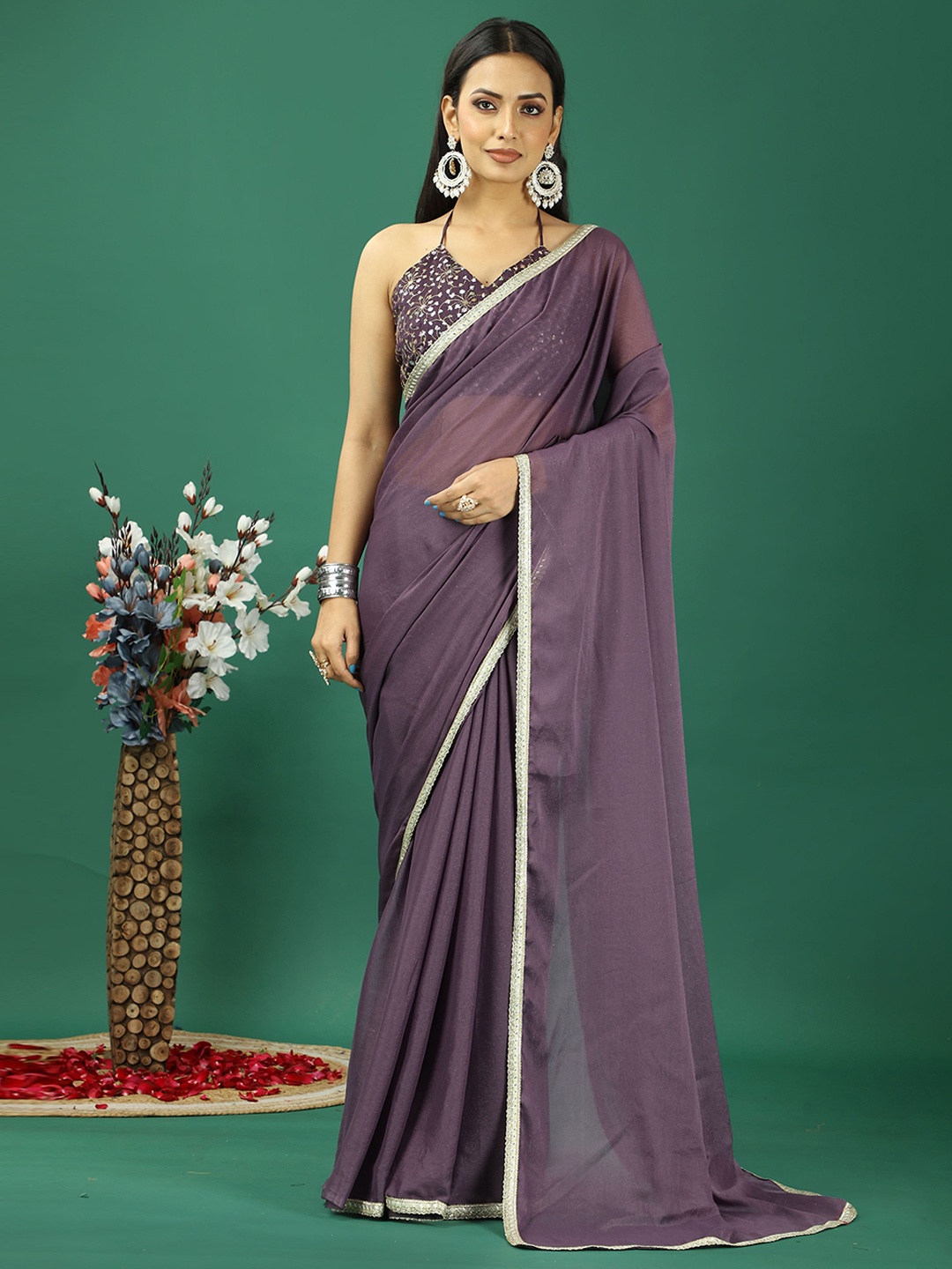 

HI FI NX Satin Saree, Purple