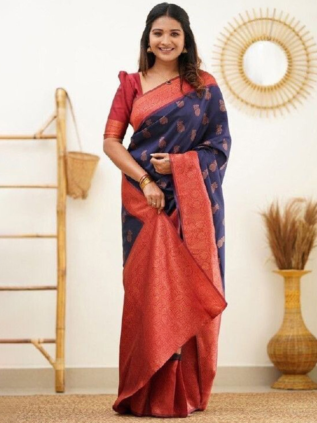 

Upalksh Woven Design Zari Kanjeevaram Saree, Blue