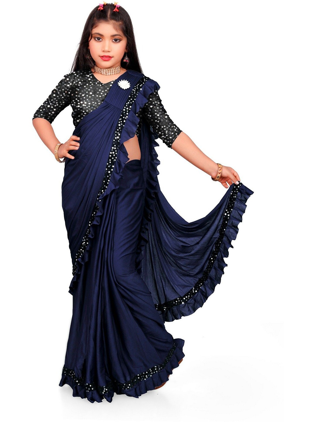 

Aika Silk Blend Kanjeevaram Saree, Blue