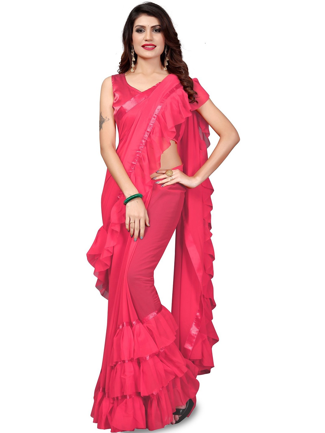 

Aika Sequinned Kanjeevaram Saree, Pink