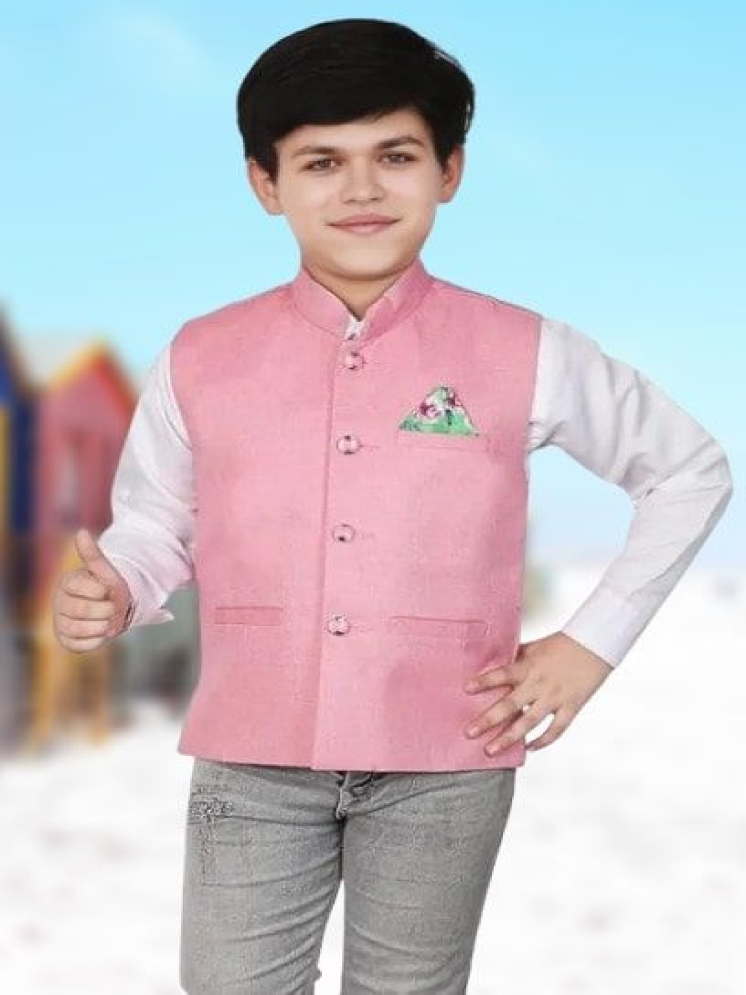 

Eliq Boys Cotton Jutte Nehru Jacket, Pink