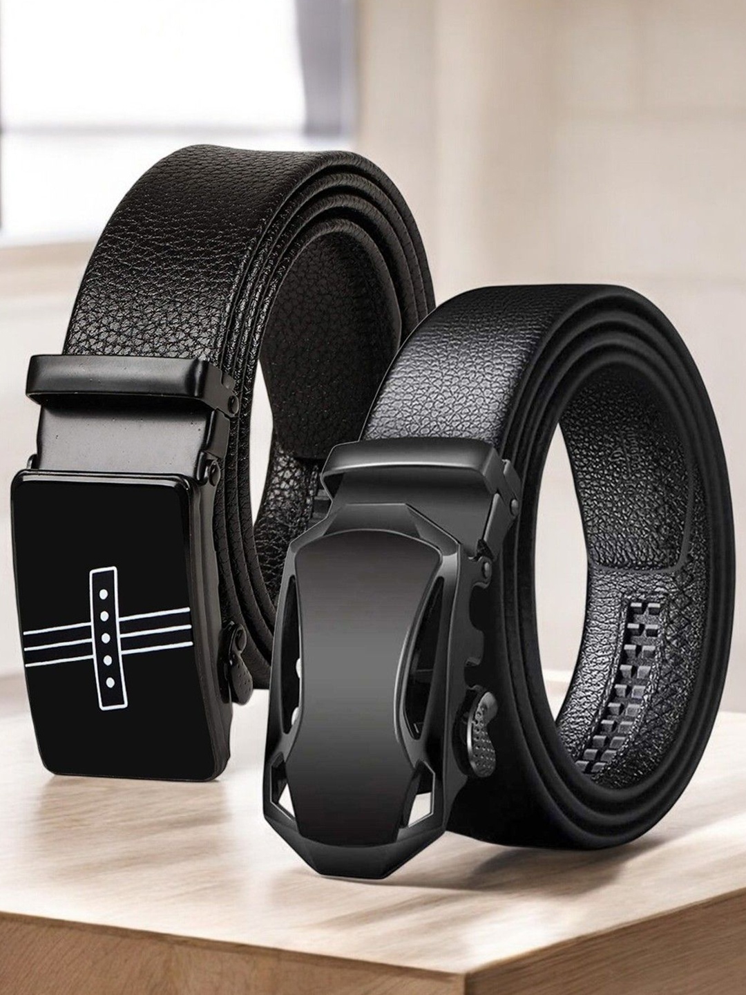 

Metronaut Men Textured 2 PU Belt, Black