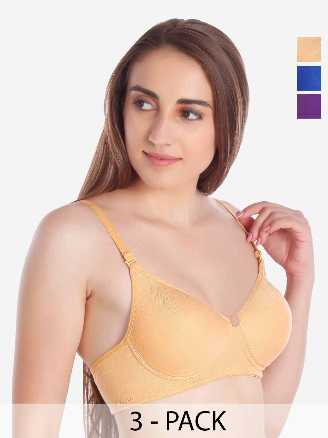 

MiEstilo Women Pack Of 3 Full Coverage Lightly Padded Bra, Purple