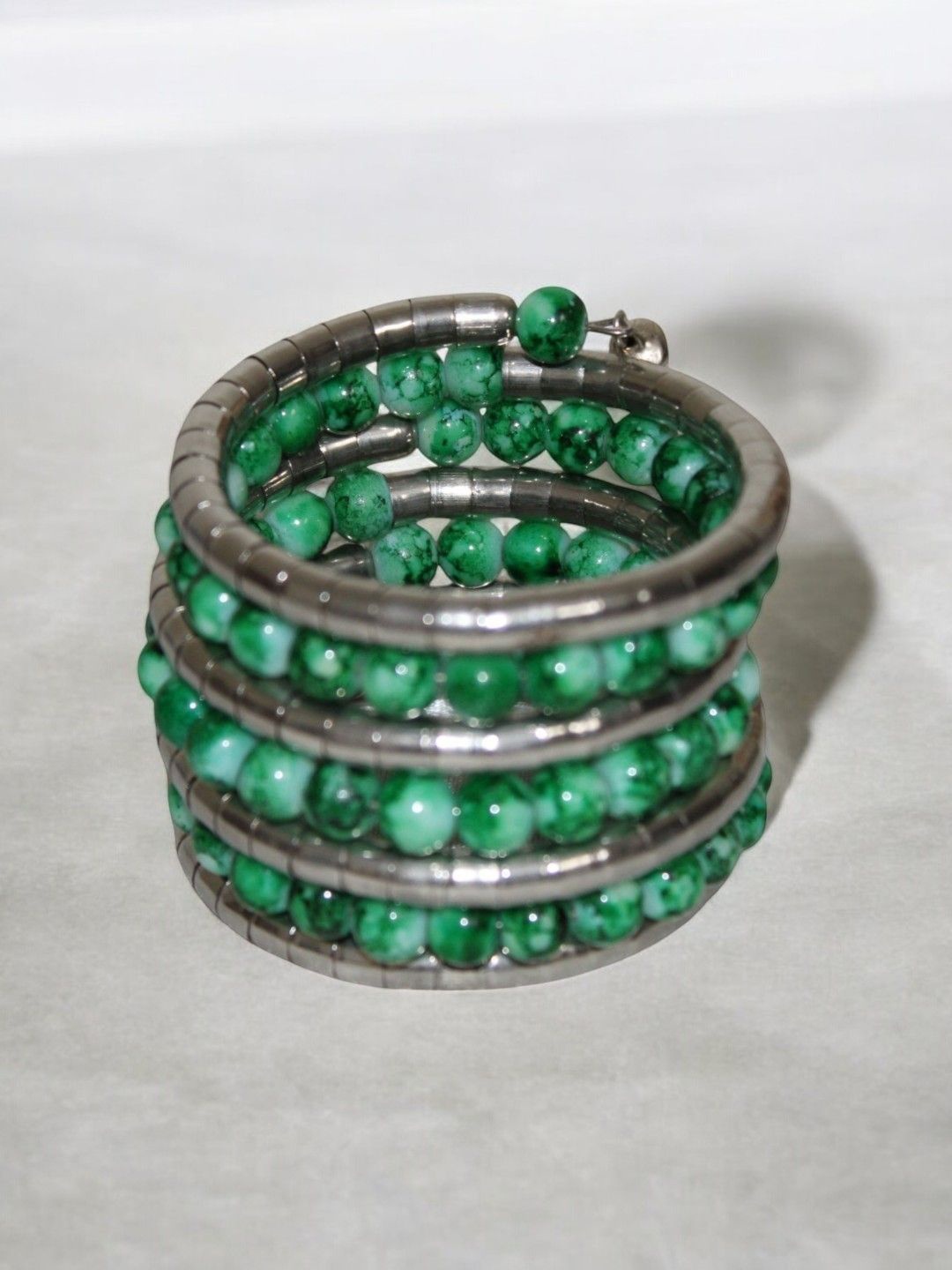 

Jolly Faces Beaded Oxidised Multistrand Bracelet, Green