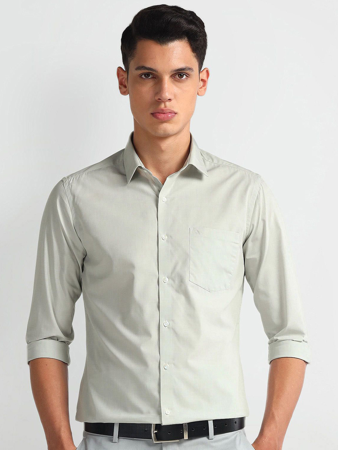

Arrow Men Classic Slim Fit Solid Cotton Formal Shirt, Grey