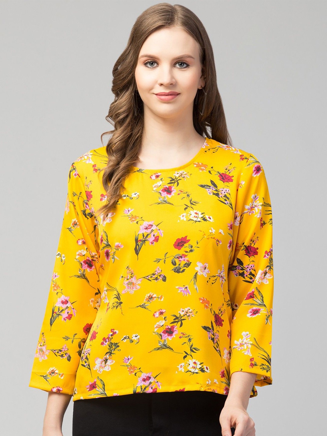 

CULPI Floral Printed Top, Yellow