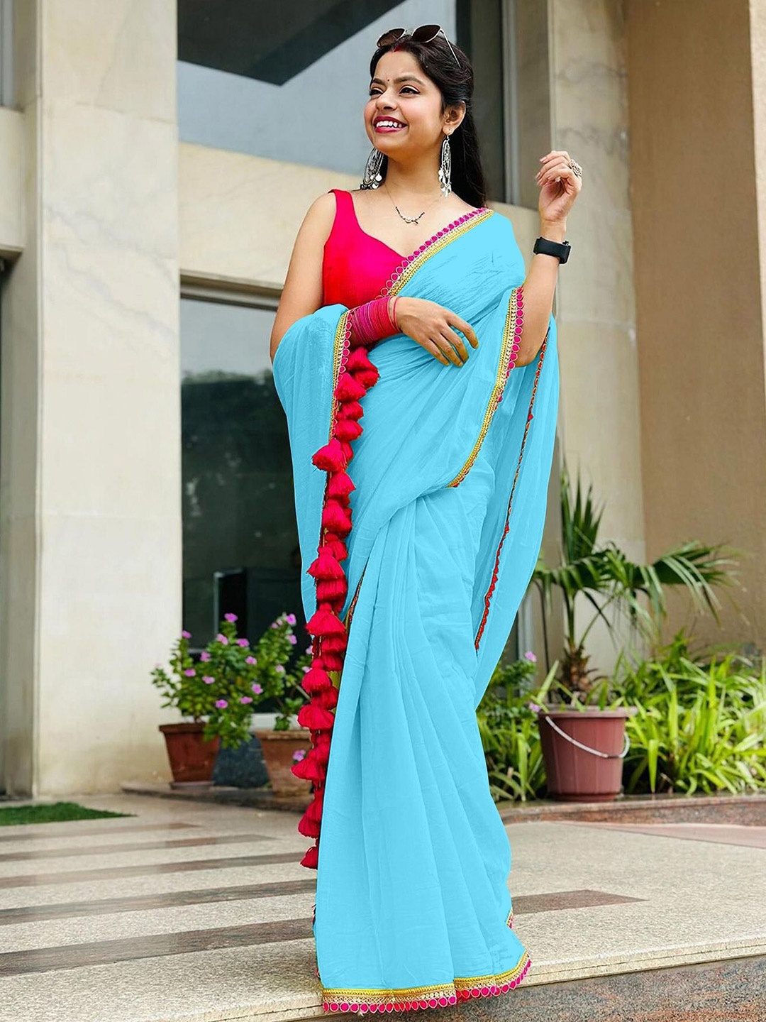 

Aika Embroidered Pure Silk Banarasi Saree, Blue