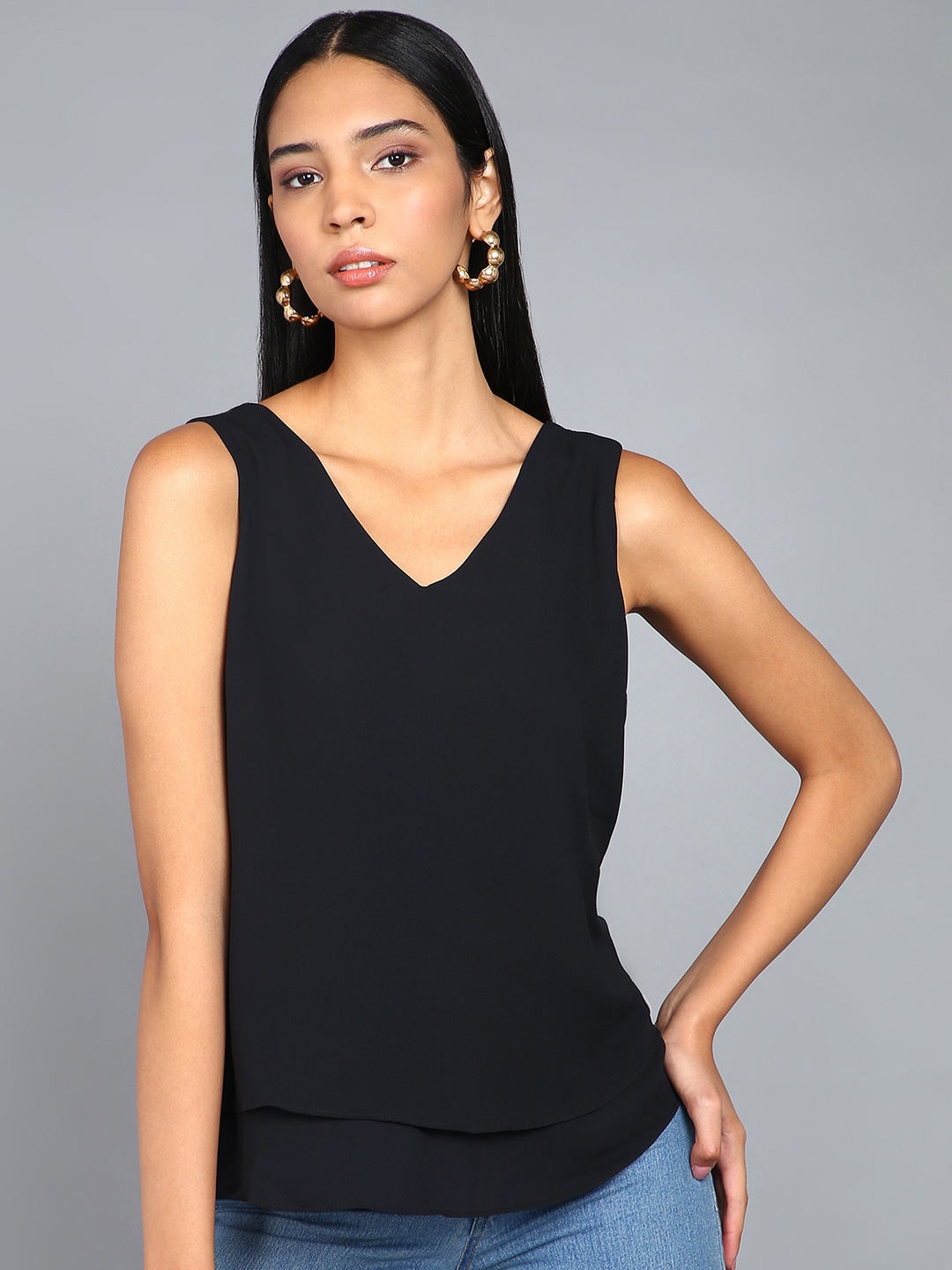 

SAFFE Layered Monochrome Top, Black