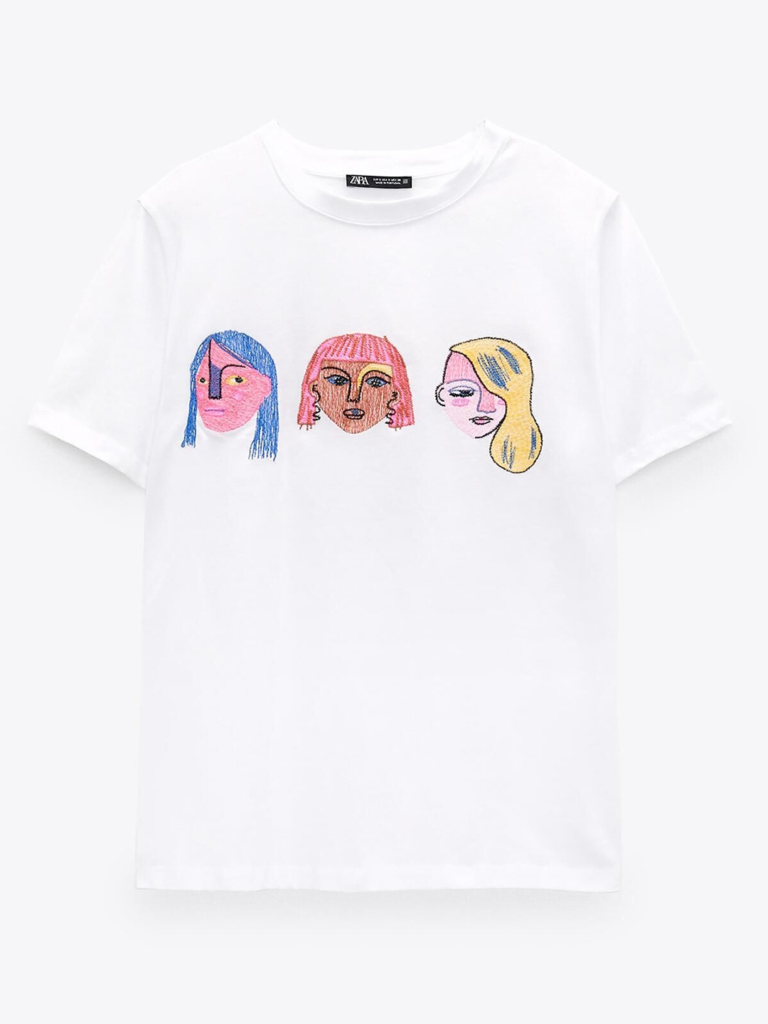 

ZARA Women Printed Polo Collar Applique T-shirt, White