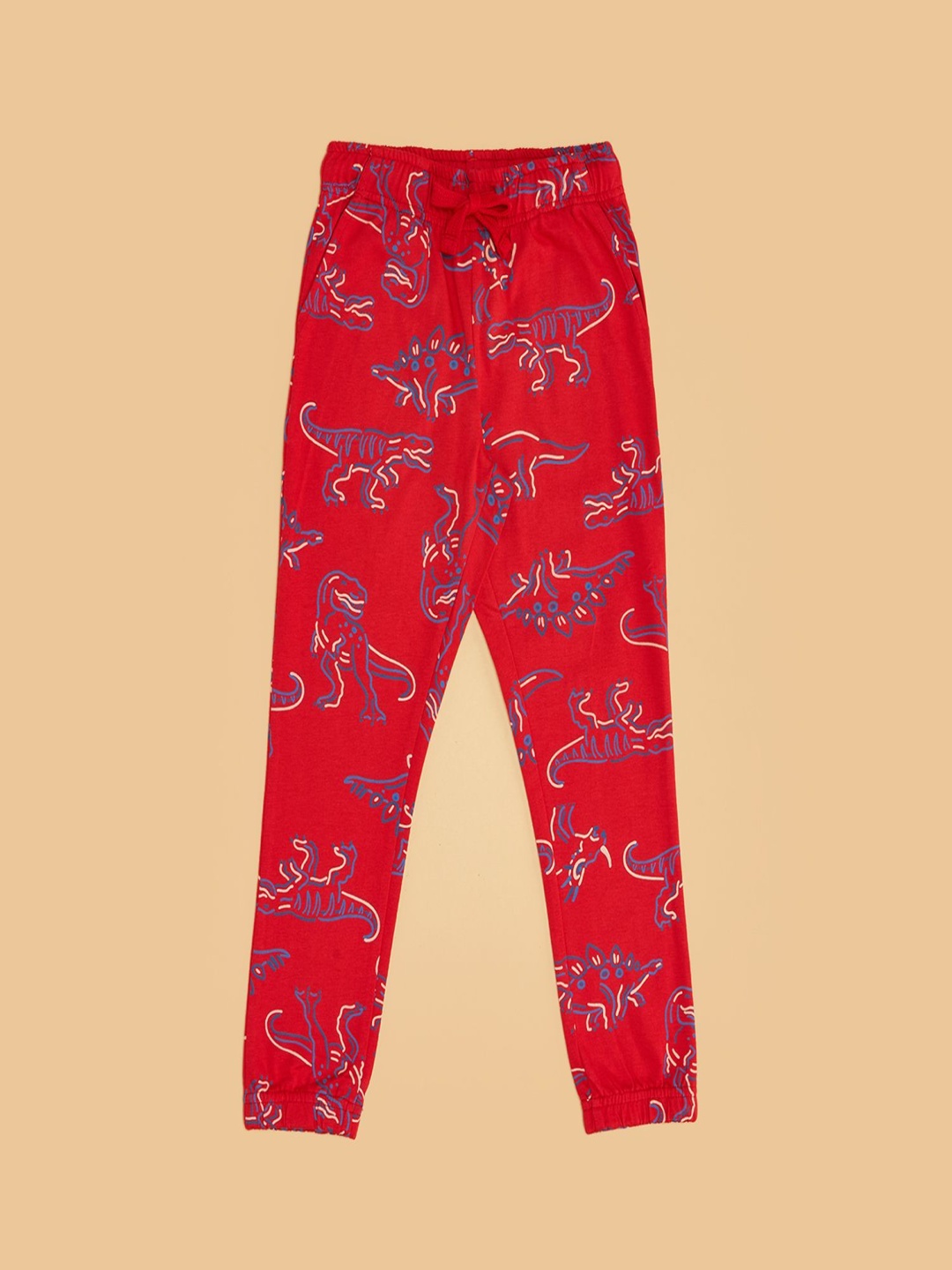 

Pantaloons Junior Boys Printed Pure Cotton Joggers, Red