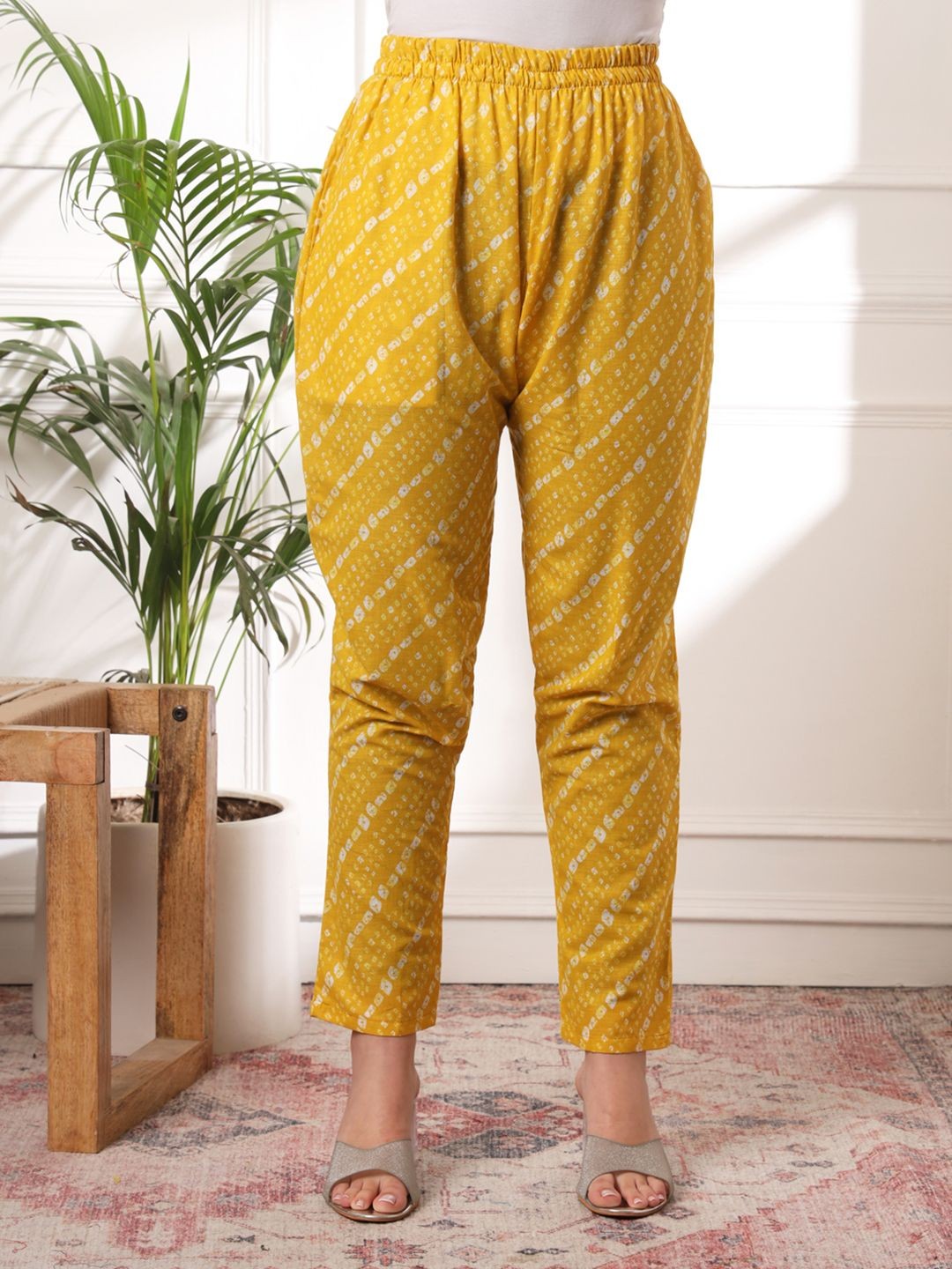 

KALINI Floral Printed Round Neck Pure Cotton Kurta with Trousers & Dupatta, Yellow