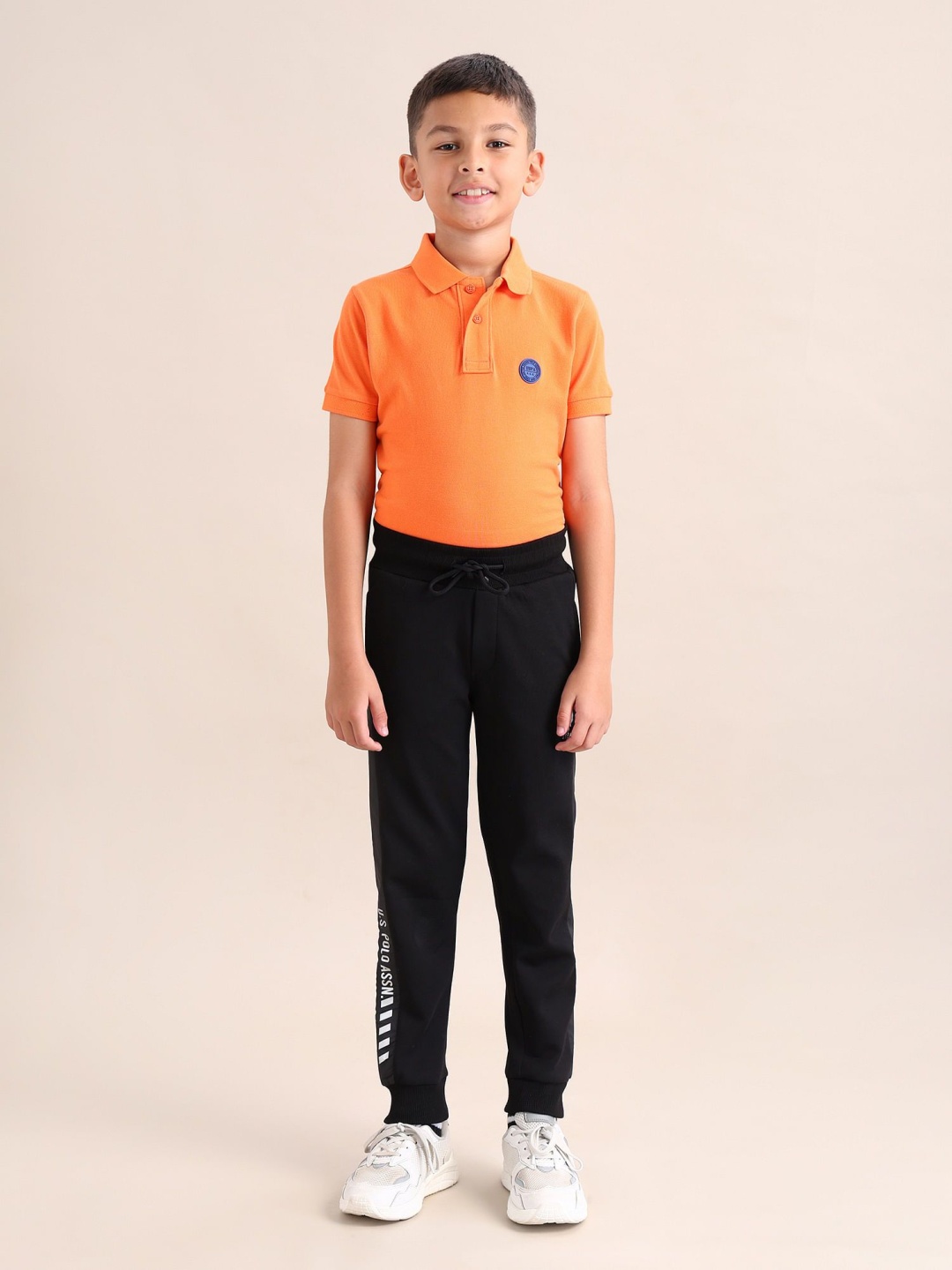 

U.S. Polo Assn. Kids Boys Printed Cotton Joggers, Black