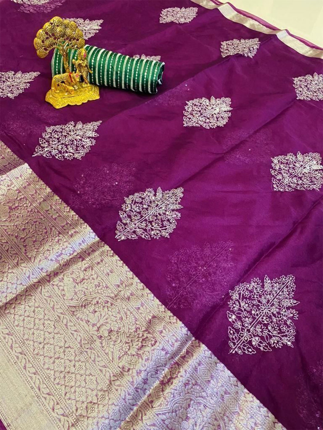 

Upalksh Ethnic Motifs Woven Design Zari Pure Cotton Kota Saree, Purple