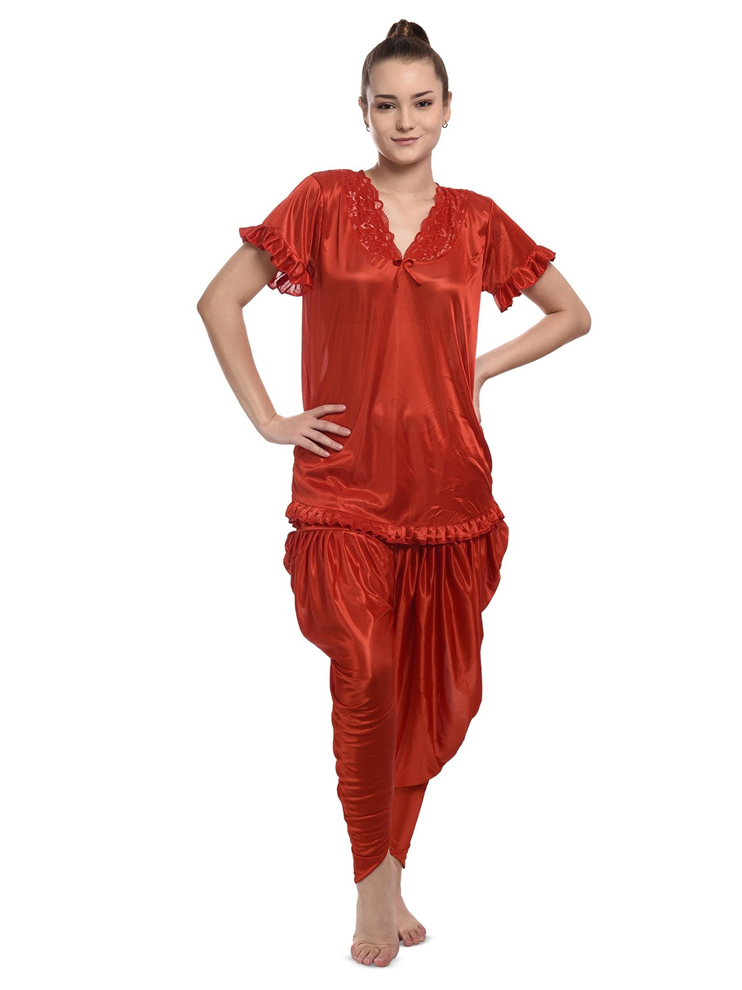 

new blue eyes Women V-Neck Nightdress, Red