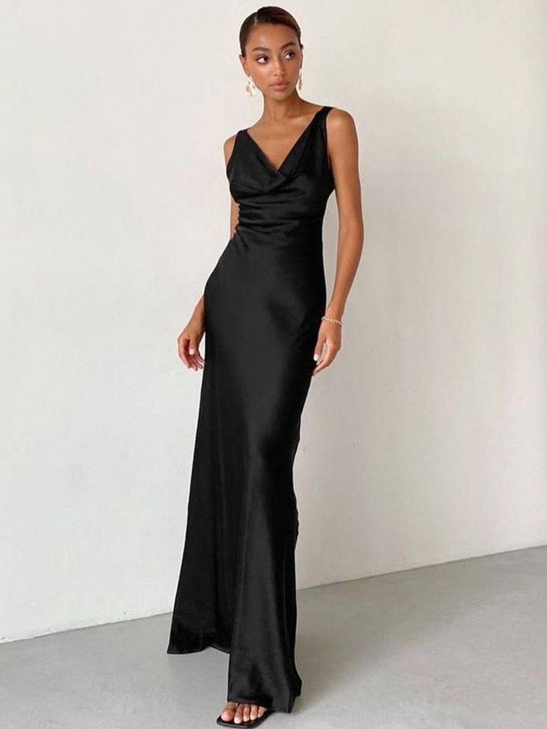 

LULU & SKY Women Cowl Neck Bodycon Maxi Dress, Black