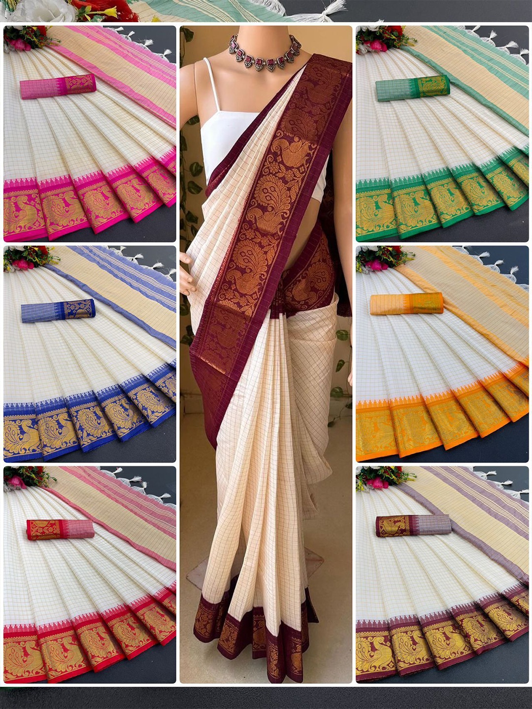 

Aika Woven Design Zari Silk Blend Kanjeevaram Saree, Pink