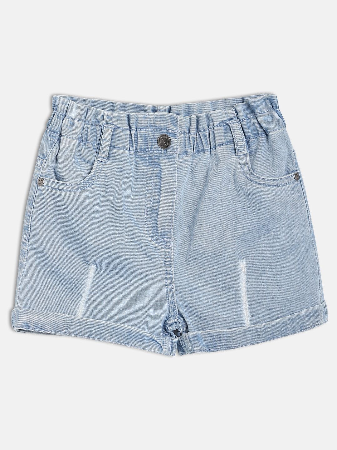 

MINI KLUB Girls Regular Fit Mid-Rise Denim Shorts, Blue