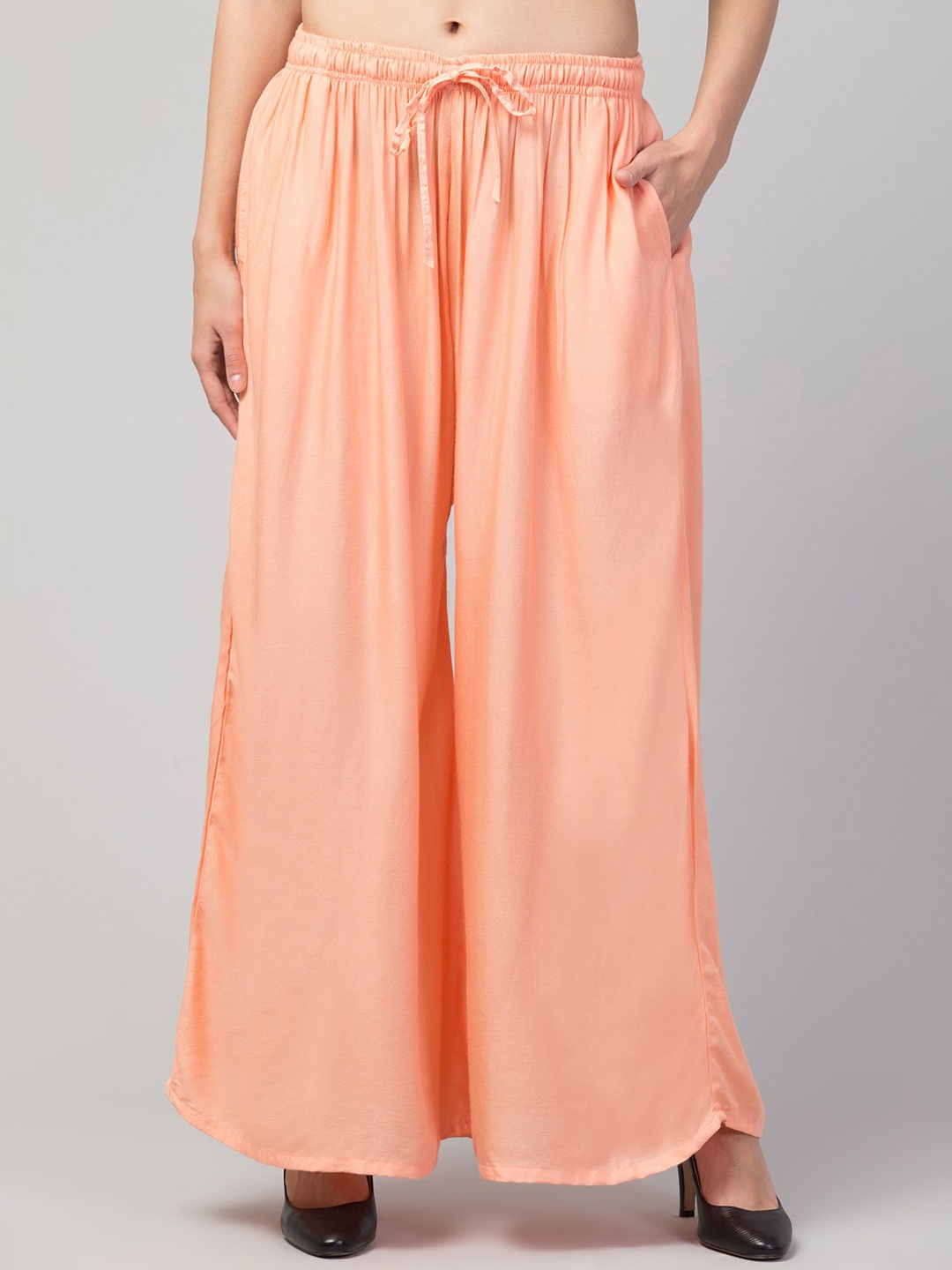 

STYLE PREZONE Women Wide Leg Palazzos, Peach