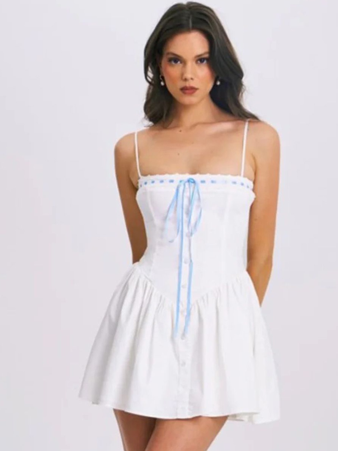 

LULU & SKY Women Fit & Flare Mini Dress, White