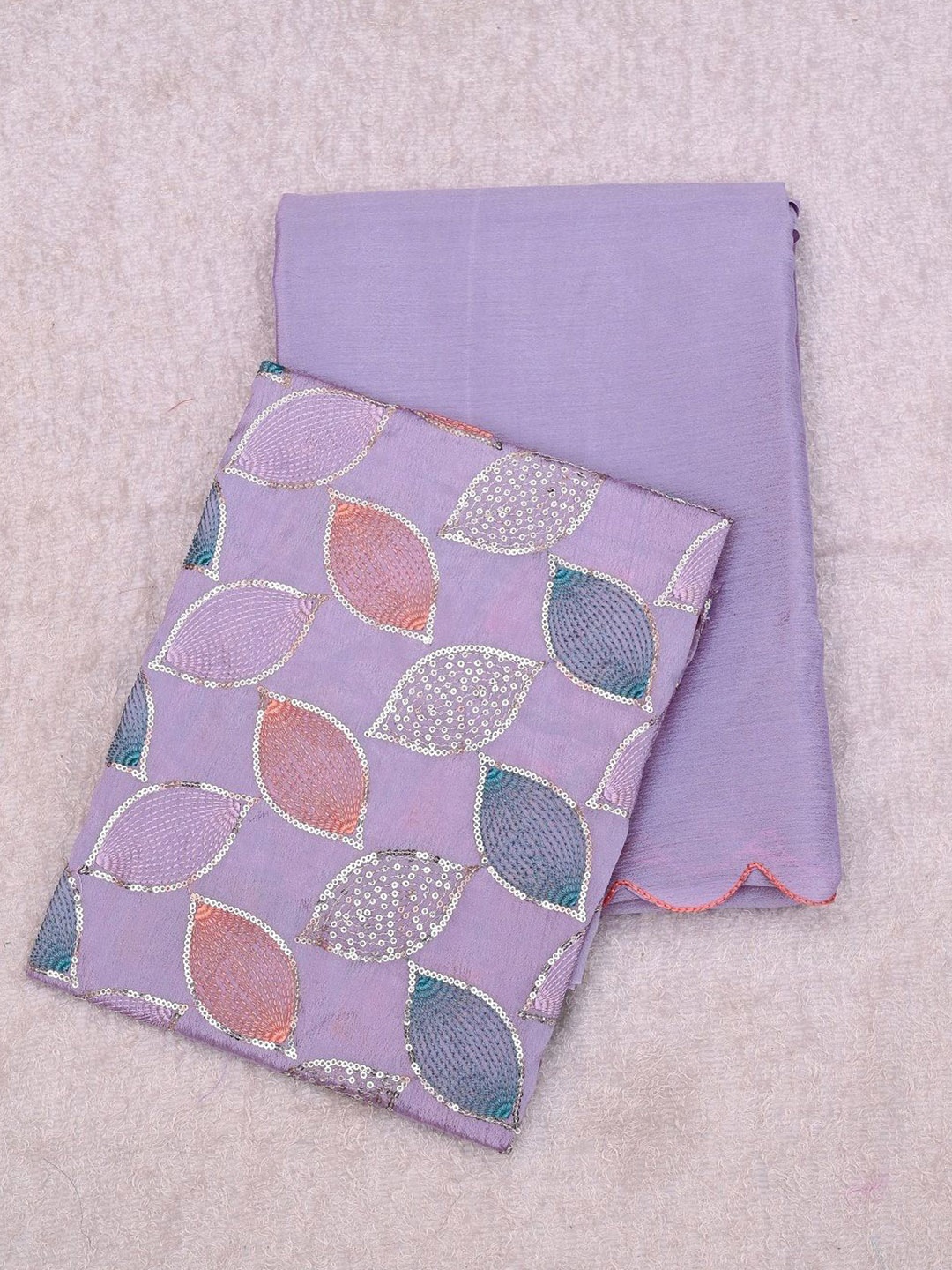 

Aika Floral Embroidered Saree, Purple