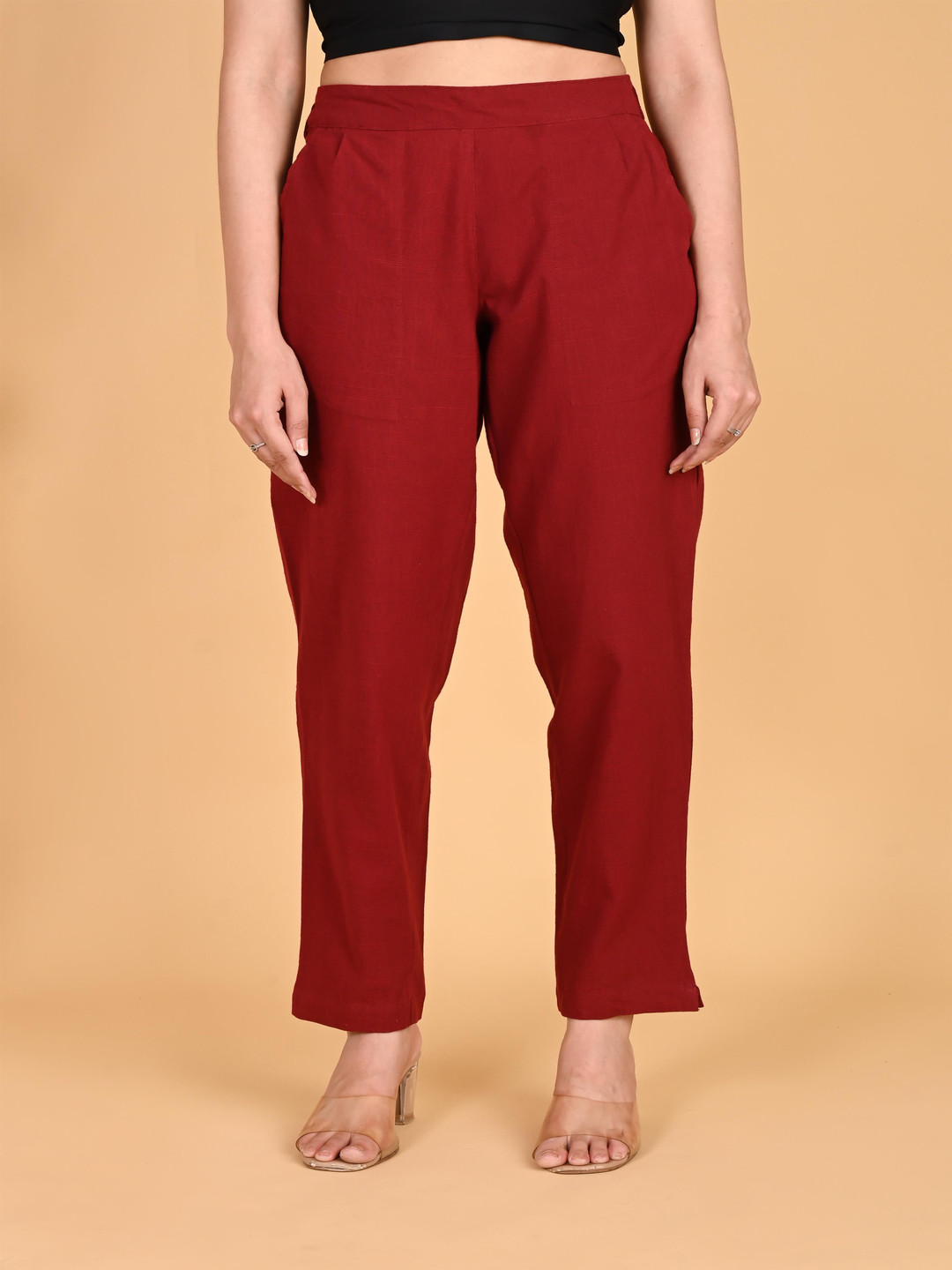 

SKYTICK Women Relaxed Trousers, Maroon