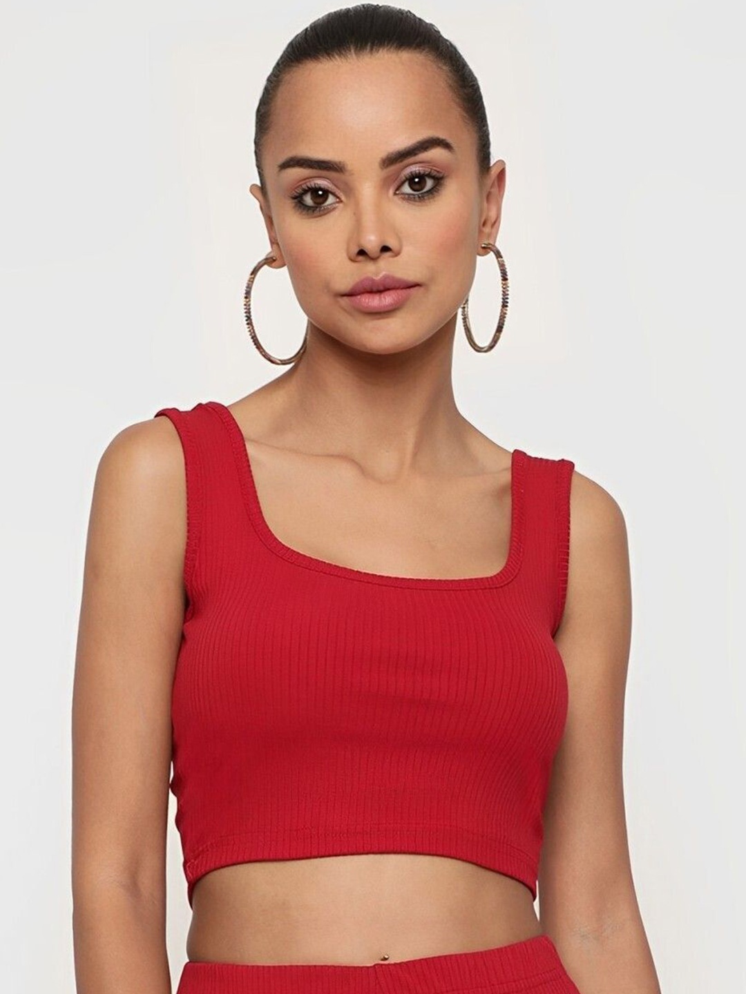 

sollobell Women Cotton Tank Crop Top, Red