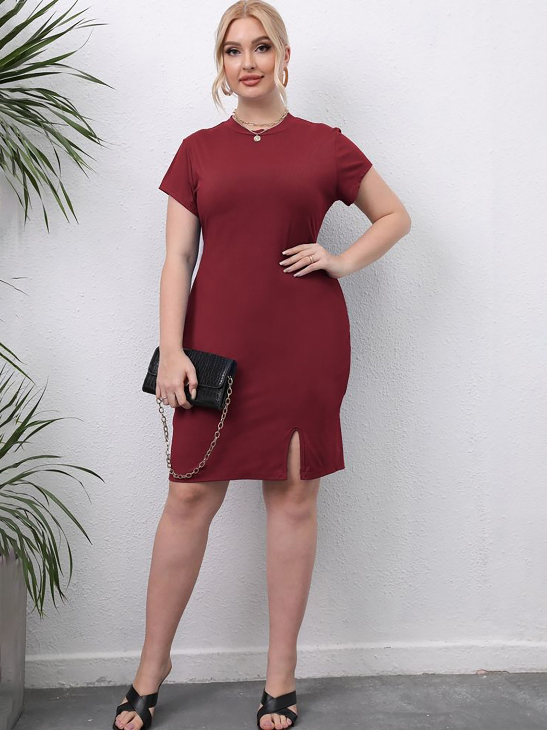 

LULU & SKY Women Short Sleeves Sheath Dress, Red